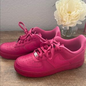 Nike Air Force 1 Low All-Pink Leather Sneakers size 8